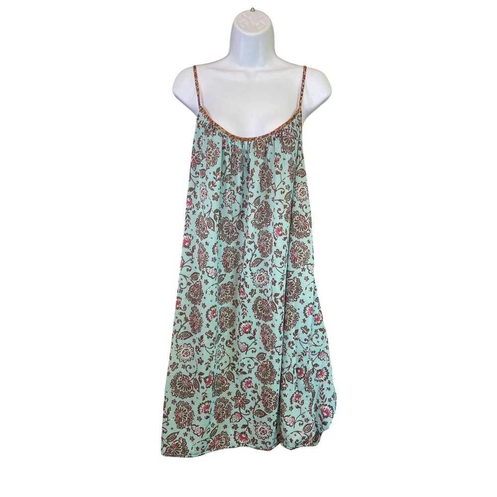 Steps Avenue Body Plus Size 22/24 Floral Swing Sundress Aqua Brown Boho Chic